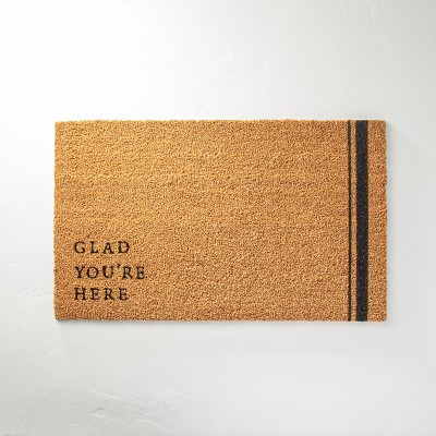 Glad You're Here Coir Door Mat Black/Tan - Hearth & Hand™ with Magnolia