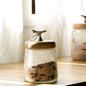 Twigy Frosted Glass Jar with Wooden Lid - 4.9X4.9X7.4" - 1 of 4