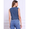 INSPIRE CHIC Women's Button Down V Neck Sleeveless Denim Vest Jacket - 3 of 4