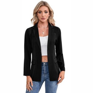 Coolmee Women's Blazer Long Sleeve Open Front Casual Single Breasted Office Blazer with Pockets - 1 of 4