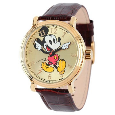 Men's Disney Mickey Mouse Shinny Vintage Articulating Watch with Alloy Case - Brown
