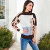 Anna-Kaci Women's Color Block Knit Sweater with Animal Print - 2 of 4