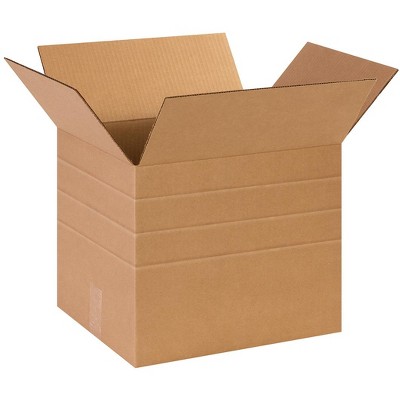 The Packaging Wholesalers Multi-Depth Corrugated Boxes 14" x 12" x 12" Kraft 25/Bundle BS141212MD