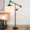 Hudson and Canal Wide Brim/Pulley System Floor Lamp with Metal Shade Blackened Bronze: Adjustable Height, Mid-Century Modern Design, UL Listed - 4 of 4