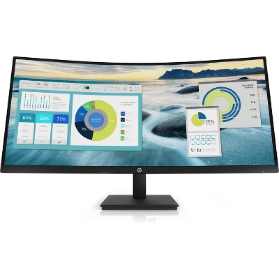 HP P34HC G4 34 Inch WQHD Curved Screen Edge LED LCD Desktop Monitor 250 Nit 60 Hz HDMI  Display Port - Black 21Y56AA - Manufacturer Refurbished