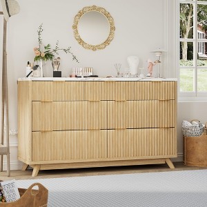 Fluted 7 Drawers Dresser, 54" Wide Modern Chest of Drawers, Curved Profile Design, Large Storage Cabinet Organizer for Bedroom, Living Room, Hallway - 1 of 4