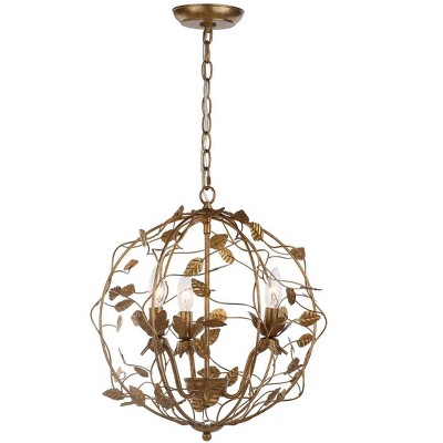 Austen 17" Gold Leaf Metal Cage Chandelier