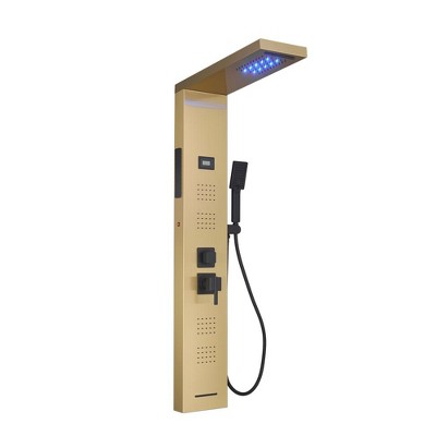 BWE 4-Jet Rainfall Shower Tower Shower Panel System with Rain Waterfall Shower Head and Shower Wand