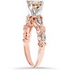 Pompeii3 1 Carat Morganite & Diamond Vintage Ring 14K Rose Gold - 2 of 4