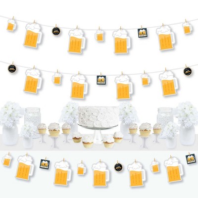 Big Dot of Happiness Cheers and Beers Happy Birthday - Birthday Party DIY Decorations - Clothespin Garland Banner - 44 Pieces