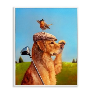 Stupell Industries Bird & Dog Golfing Black Framed Giclee Art - 1 of 4