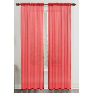 Ramallah Trading Celine Sheer Rod Pocket Curtain Panel - 55 x 90, Red - 1 of 3
