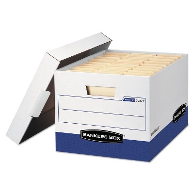 Bankers Box R-KIVE Max Storage Box Letter/Legal Locking Lid White/Blue 4/Carton 0724303