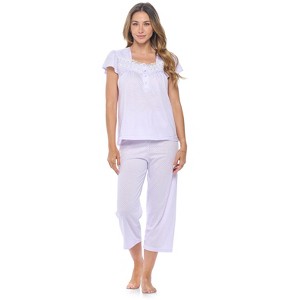Casual Nights Women's Dot Short Sleeve Capri Pajama Set - 1 of 4