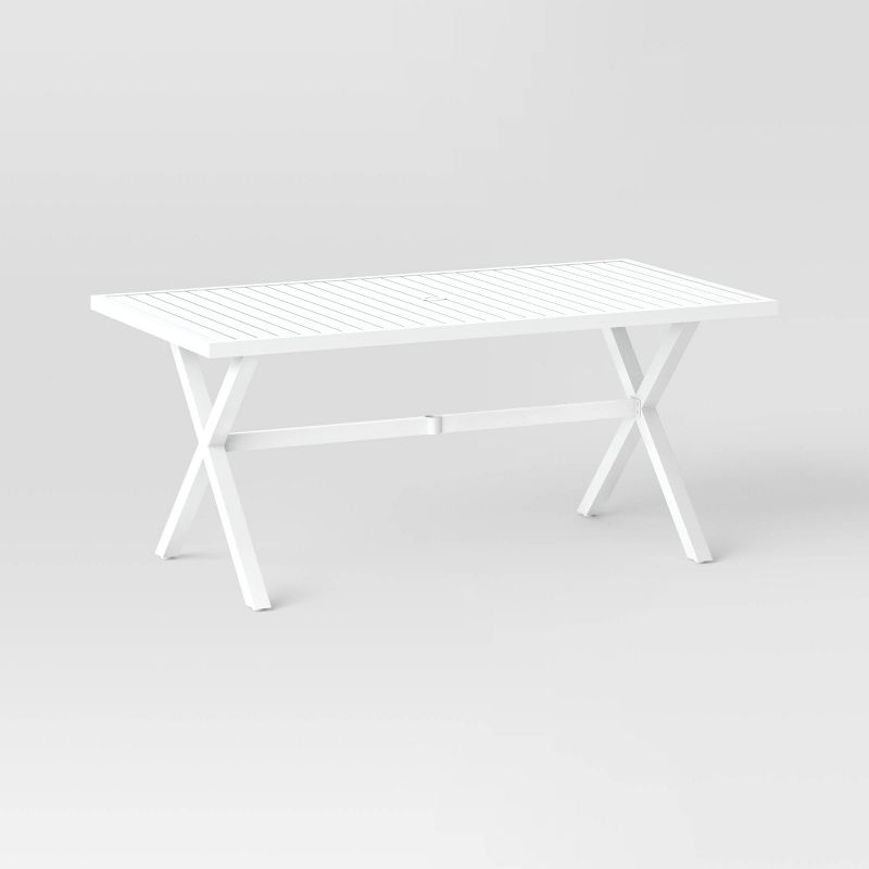 Seabury Steel 6 Person Rectangle Patio Dining Table, Outdoor Furniture - White - Threshold&#8482;, 1 of 7