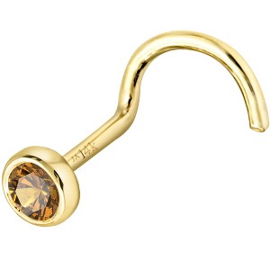 Jewelry Avalanche 22G 14K Gold Bezel-set Citrine Nose Screw Nose Stud - 1 of 3