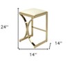 HomeRoots 24" Off White And Gold Faux Leather And Iron Backless Counter Height Bar Chair - 3 of 4