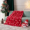 Lomsoe Christmas Home Decor Red Flannel Throw Blanket with Reindeer Print, Super Soft Cozy Throw Blankets for Home Sofa Couch - 2 of 4