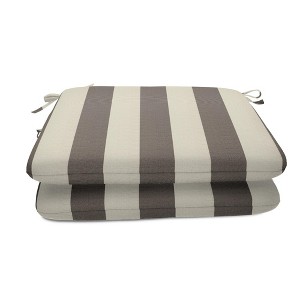 Casual Cushion Stripe Sunbrella Fabric 2-Piece Indoor/Outdoor Seat Pad Cushion, 20"W x 18"L - 1 of 4