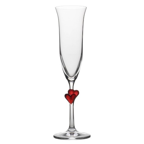 6.3oz 2pk Glass L'amore Red Heart Flute Drinkware Set - Stolzle Lausitz :  Target