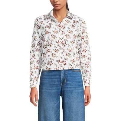 Lands' End Women's No Iron Boxy Cropped Shirt