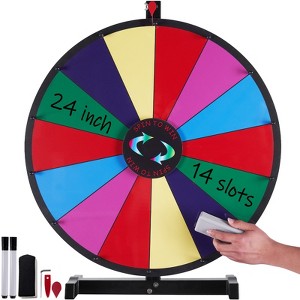 VEVOR 24 inch Spinning Prize Wheel, 14 Slots Tabletop Spinner, Heavy Duty Roulette Wheel with a Dry Erase and 2 Markers, Multicolored - 1 of 4