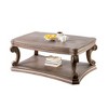 52" Traditional Coffee Table with Scroll Carved Legs, Dentil Moldings, and Open Bottom Shelf for Living Room - 2 of 4