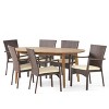 Christopher Knight Home Melpomene Outdoor Acacia Wood and Wicker 7 Piece Dining Set with Cushion - 2 of 4
