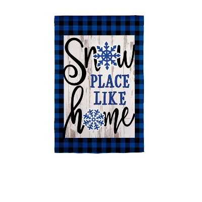 Evergreen Snow Place Like Home Garden Burlap Flag