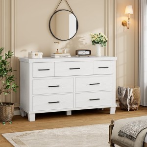 Dresser for Bedroom,7 Drawers Modern Wood Dresser,51" Wide Chest of Drawers Closet, Wooden Dresser Organizer with Metal Handle,for Bedroom,Living Room - 1 of 4