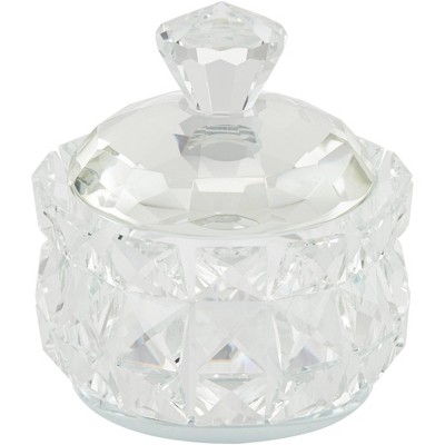 Dahlia Studios Seely 5 1/2" Round Clear Glass Jewelry Box with Lid