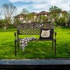 Garden Bench,Outdoor Metal Benches Iron Steel Frame Patio Bench with Mesh Pattern and Plastic Backrest Armrests for Lawn Yard Porch - 2 of 4