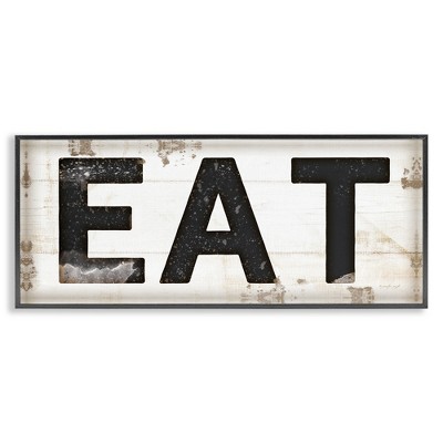 Stupell Industries Eat Typography Vintage Sign Black Framed Giclee Art