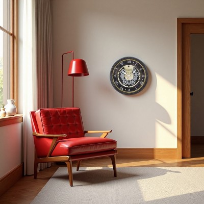 FURNIinspire Wall Clocks Round Gear Mechanism Wall Hanging Clock Living Room Decorative Timepiece Home Vintage Wall Decor, Brown, 20"*20"*3"