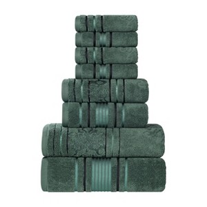 Zero Twist Cotton Solid and Floral Jacquard 8 Piece Bathroom Towel Set by Blue Nile Mills - 1 of 4