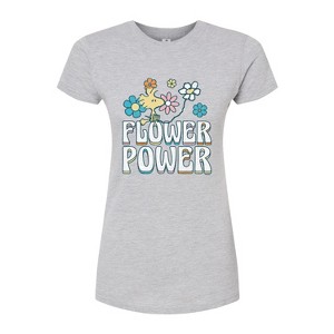 Women's - Peanuts - Flower Power Juniors Fitted Graphic T-Shirt - 1 of 3