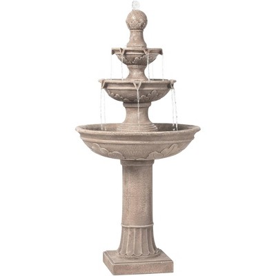 John Timberland Italian Outdoor Floor Water Fountain 48" High Three Tiered for Yard Garden Patio Deck Home