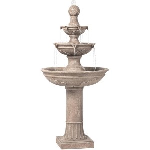John Timberland Stafford Rustic 3 Tier Cascading Bubbler Outdoor Floor Water Fountain 48" for Yard Garden Patio Home Deck Porch House Exterior Balcony - 1 of 4