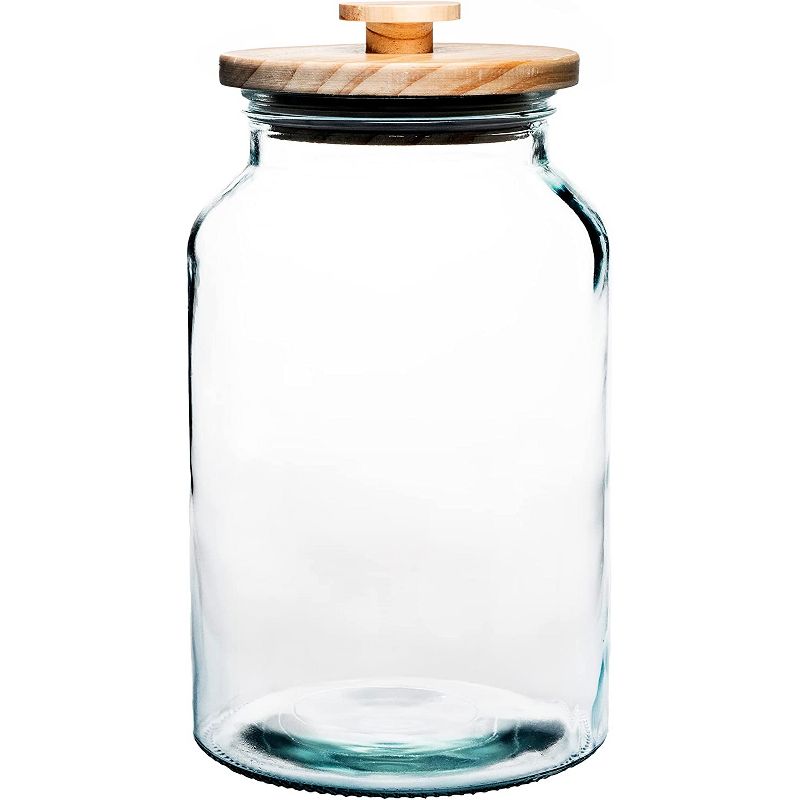 Amici Home Denali Clear Glass Canister, Food Storage Jar with Airtight Wood Lid with Handle, Set of 4 ,60, 76, 96, and 132 Ounce, 2 of 6