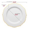 Smarty Had A Party 10.25" White with Gold Rim Round Blossom Disposable Plastic Dinner Plates (120 Plates) - image 2 of 4