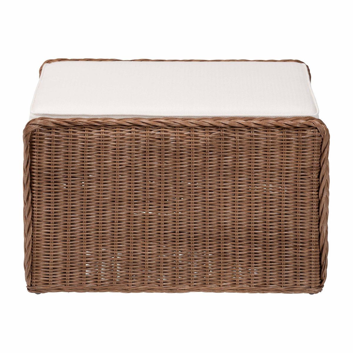 bali & pari Derris Bohemian Peanut Braided Rattan Footstool Peanut Brown - thumbnail 5