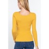 Slickblue Women's V-Neck Twisted Front Sweater, Long Sleeve Soft Knit Top, Honey Mustard, Size S-L - 4 of 4