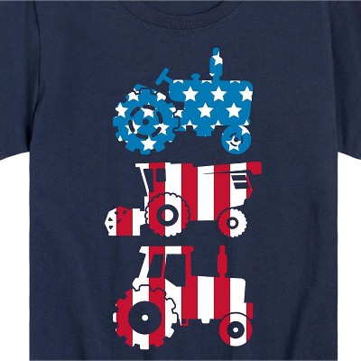 Navy American Flag Tractors Graphic Knit T-Shirt - 2T