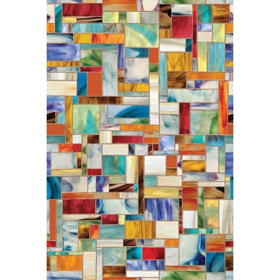 24" x 36" Multicolor Stained Glass Look Privacy Window Film