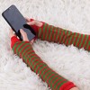 Allegra K Women's Stripe Print Knitted Fingerless Elbow Length Gloves Warmers One Size 1 Pair - 4 of 4