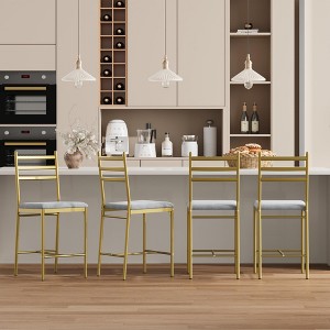 Bar Stools Set of 2-4, Modern Velvet Bar Chair with Back & Thick Cushion, Upholstered Counter Height Bar Stools with Footrest - 1 of 4