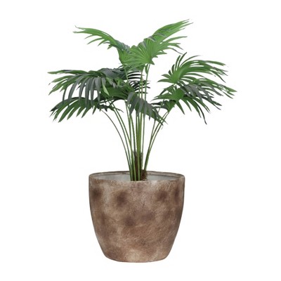 Syemin Planters Resin Textured Planters with Outdoor and Indoor, Vegetables and Herbs, Garden Decor, Brown 27"*27"*24"