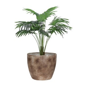 Syemin Planters Resin Textured Planters with Outdoor and Indoor, Vegetables and Herbs, Garden Decor, Brown 27"*27"*24" - 1 of 4