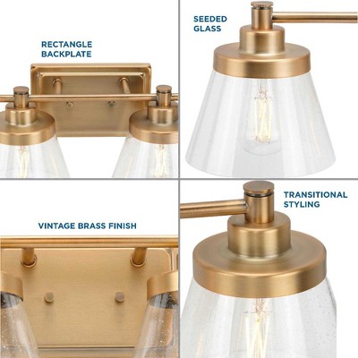 Hinton 4-Light Brass and Glass Bath Vanity Fixture