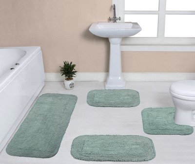 Radiant Collection Cotton Ruffle Pattern Tufted Set of 4 Bath Rug Set - Home Weavers